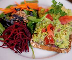 Avocado toast with salad